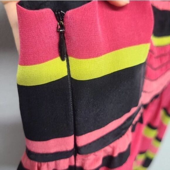 Nannet Lepore Shirt Womens 4 Silk Striped Red/Green - Picture 5 of 9